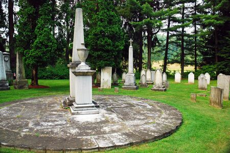 Graves are placed in a circular fashion at a cemetery in Stockbridge, MA, creating the Sedgwick pie.の写真素材