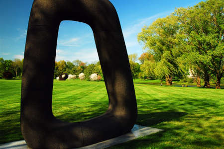 Isamu Noguchi's sculpture Void sits on the campus of the Pepsico world headquarters in Purchase, New Yorkのeditorial素材