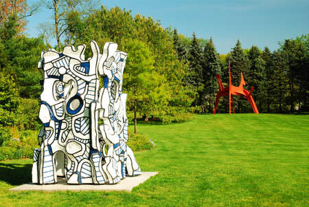 Jean DuBuffet and Alexander Calder sculptures stand on the Pepsico Headquarters campus in Purchase,...