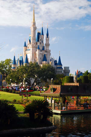 Cinderella's Castle towers over Disney World in Orlando, Floridaのeditorial素材