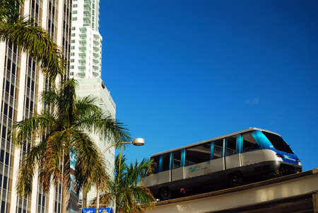 The Miami Metromover glides through downtownのeditorial素材