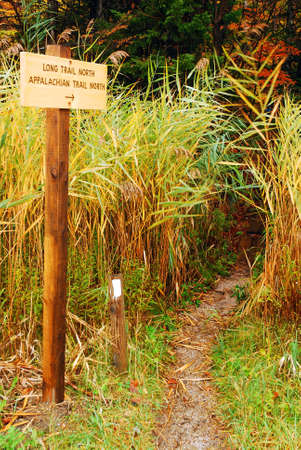 This way to the Long Trail and Appalachian Trail in Vermontの写真素材