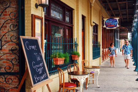 Cafes and boutiques populate the Historic Seville Quarter, of Pensacola, Floridaのeditorial素材