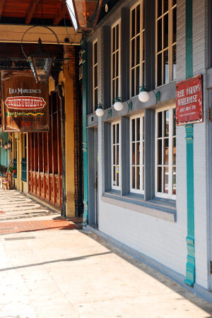 Storefronts in Pensacola Florida's historic Seville Districtのeditorial素材