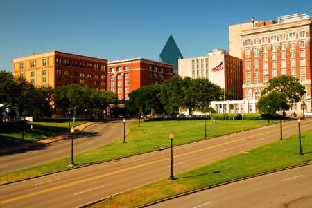 Dealy Plaza, sight of Kennedy Assassination, is an infamous spot in Dallas, Texasの写真素材