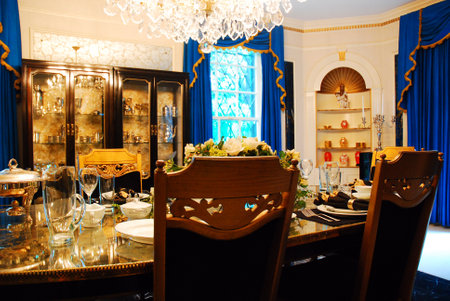 The Dining Room of Graceland, Elvis Presely's Home in Memphis, Tennesseeのeditorial素材