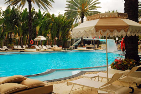 A Poolside view at the Raleigh Hotel in South Beach, Miami, Floridaのeditorial素材