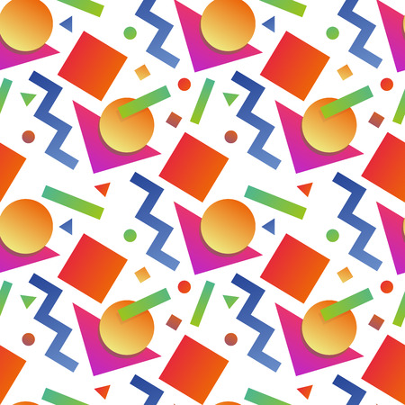 Seamless geometric memphis pattern in retro 80's 90's flat styleのイラスト素材