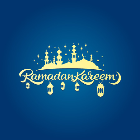 Vector calligraphy. Beautiful Islamic Holy Month greeting card.のイラスト素材