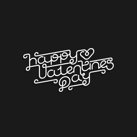 Happy Valentines Day monoline lettering hand drawing vector designのイラスト素材