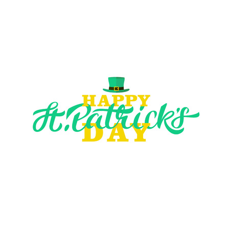 Calligraphy on white background and leprechaun hatのイラスト素材
