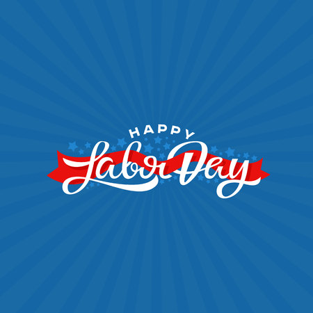 Happy Labor Day lettering vector illustration. National holiday greeting card.のイラスト素材