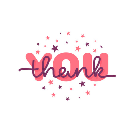 Thank you greeting card. Calligraphy hand lettering. Vector illustration.のイラスト素材