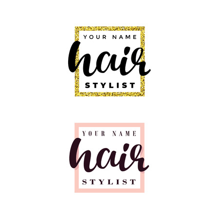 Hair stylist fashion logo. Lettering illustration.のイラスト素材