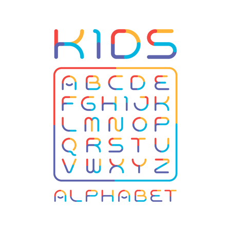Colorful font. Playful alphabet. Vector Modern and funny typefaceのイラスト素材
