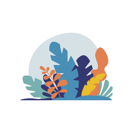 Tropical Plants isolated vector illustration. Trendy jungle leaves. Exotic background in flat styleのイラスト素材