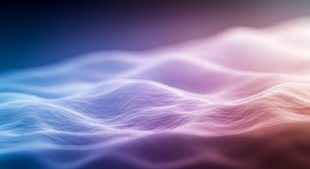 Abstract background with smooth flowing waves creating serene and calming visual effect Gradient waves transition through subtle colors Gentle motion and fluid design evoke artistic expression Digital rendering emphasizes smooth lines and dynamic movement Blend of art and technology creating captivating visual experienceの素材