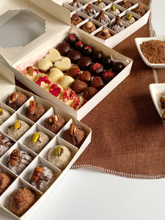Handmade pralines with artistic decorationの写真素材