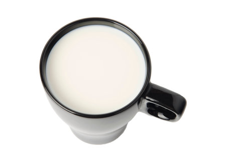 A Sad Milk in a tall black cupの写真素材