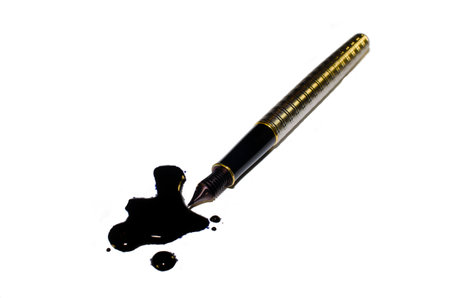 The ink flowed from the pen. Isolatedの写真素材