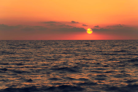 Sunset on the Black sea coast, Sochi city.の写真素材