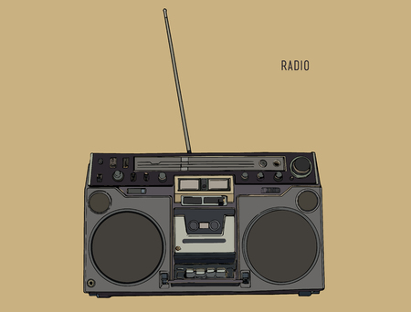Old, retro radio waves, tuner sketch vector.のイラスト素材