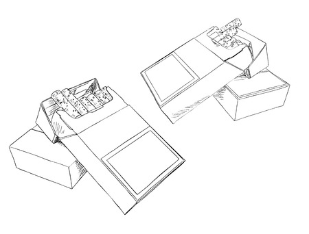 cigarettes pocket, sketch vector.のイラスト素材