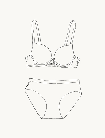 Women underwear: panties and bra. sketch vectorのイラスト素材