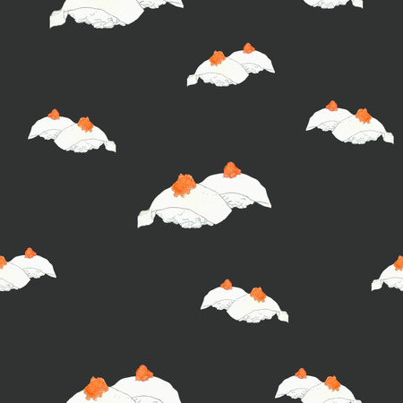 ika or squid sushi , set of sushi japanese food, hand drawn water color style sketch vector pattern.のイラスト素材