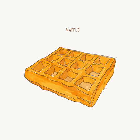 Square water color pain waffle, hand drawn sketch water coloring style vector.のイラスト素材