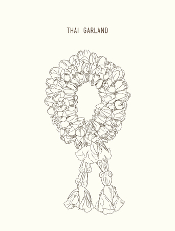 Thai style bouquet use in traditional, hand draw sketch vector.のイラスト素材