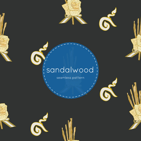 sandalwood flower-laying ceremony  for mourn to king of thailand pass away . hand draw sketch  sandalwood flower for king ,seamless pattern vector.のイラスト素材