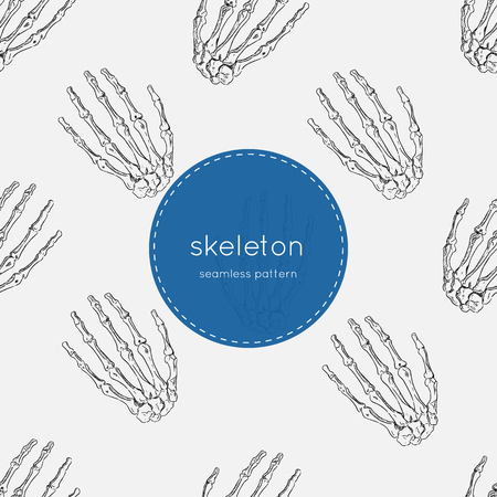 Vector seamless pattern of human skeletonのイラスト素材