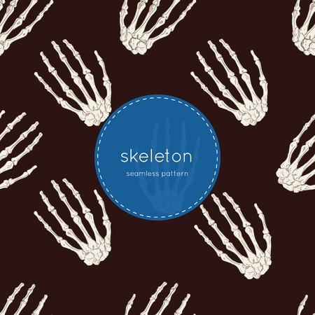 Vector seamless pattern of human skeletonのイラスト素材