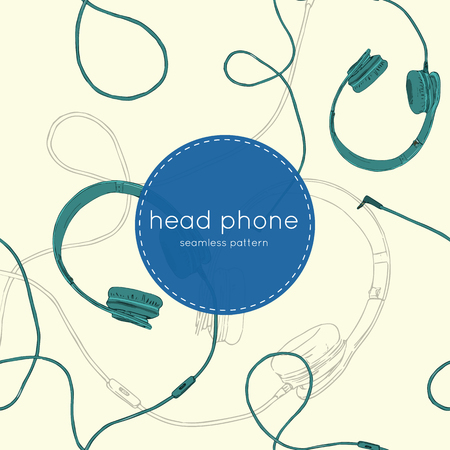 Headphones set music technology accessory studio sound design collection pattern.のイラスト素材