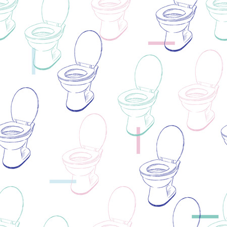 Toilet bowl hand drawn seamless pattern vector.のイラスト素材