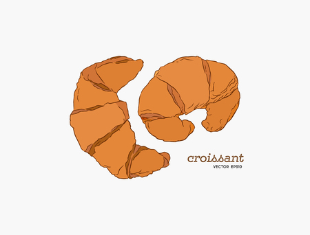 Croissant hand drawn vector doodle illustration.のイラスト素材