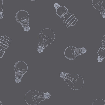 Vector hand drawn illustration of the light bulb seamless pattern. のイラスト素材