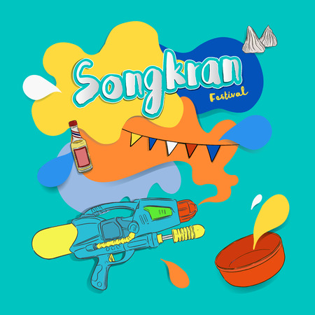 Songkran festival sign of Thailand, vector illustrationのイラスト素材
