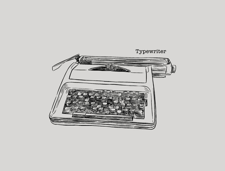 Typewriter, hand draw illustration vector.のイラスト素材