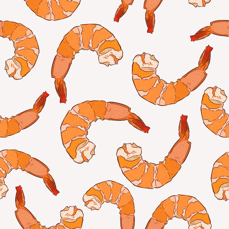 Hand draw of shrimp, seamless pattern vector.のイラスト素材