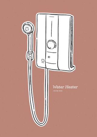 water heater with shower, hnad draw sketch vector.のイラスト素材