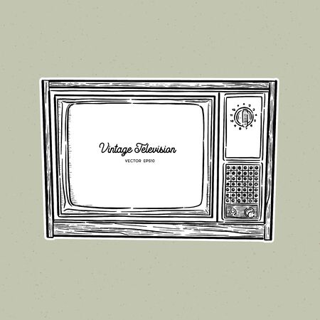 retro television, TV old style sketch vector.のイラスト素材
