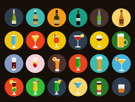 Alcohol drinks icon setのイラスト素材