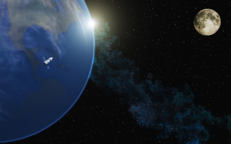 Earth with Moon and Sun