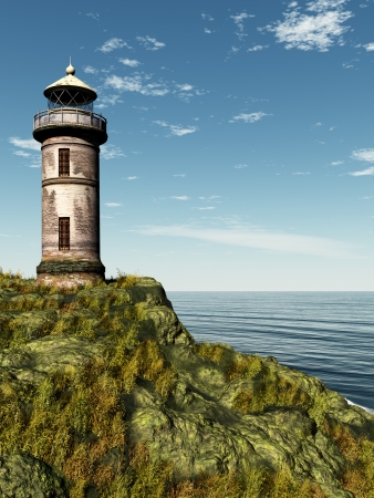 Old Lighthouse with oceanの写真素材