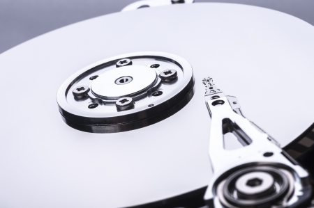 Partially view of disassembled hard disk driveの写真素材