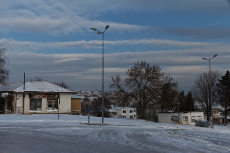 Winter landscape in the snow-covered villageのeditorial素材