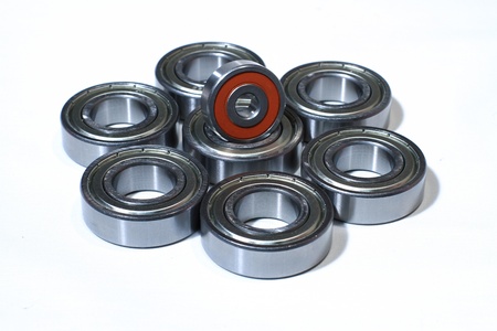 Many bearings of different sizes together  White background の写真素材