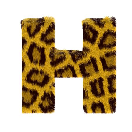 Letter from tiger style fur alphabet. Isolated on white background. の写真素材